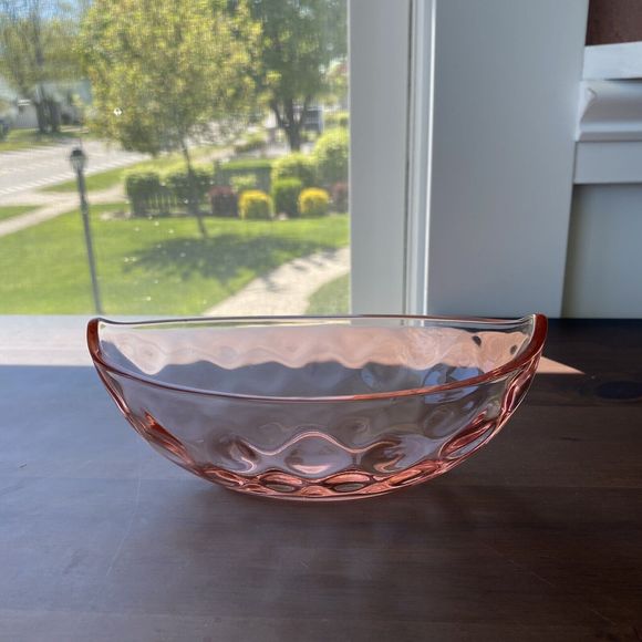 Vtg Pink Glass Bowl Pickle Relish Olive Trinket Dish Home Shelf Decor - As Is - Picture 1 of 8